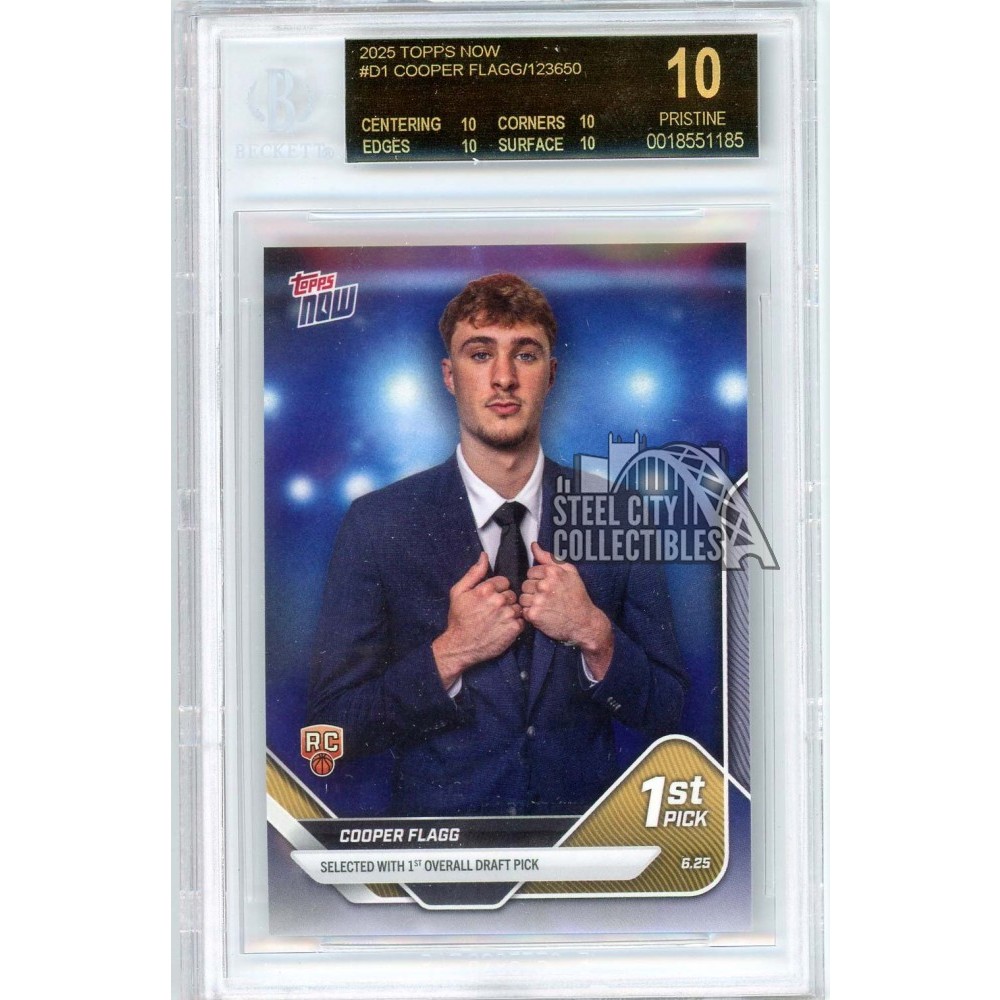 Cooper Flagg 2025 Topps Now 1st Pick Rookie Card #D1 BGS 10 Black Label