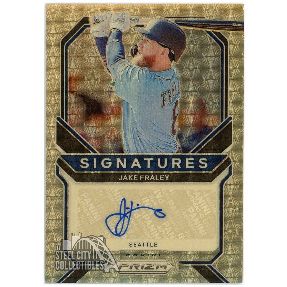 Jake Fraley 2021 Panini Prizm Signatures Gold Vinyl Autograph Card