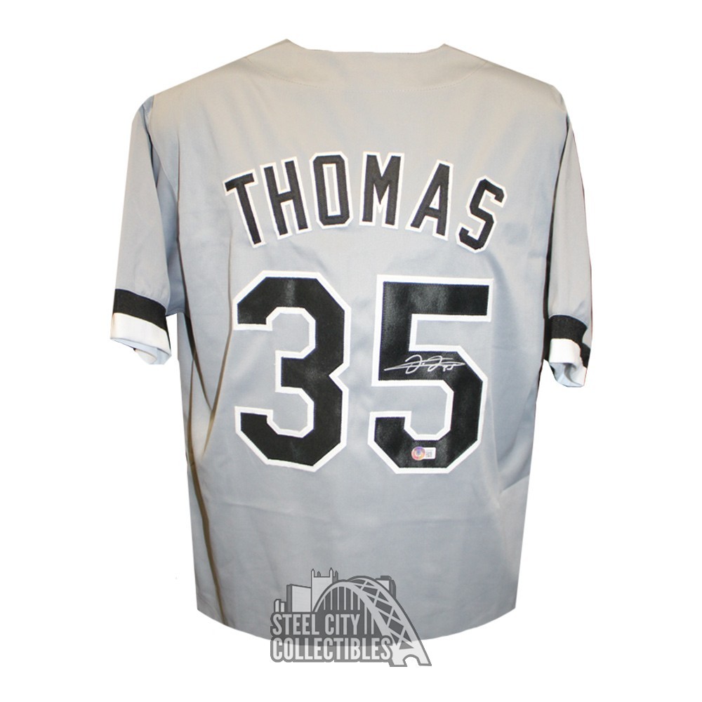 Frank Thomas Autographed Chicago Custom Gray Baseball Jersey - BAS