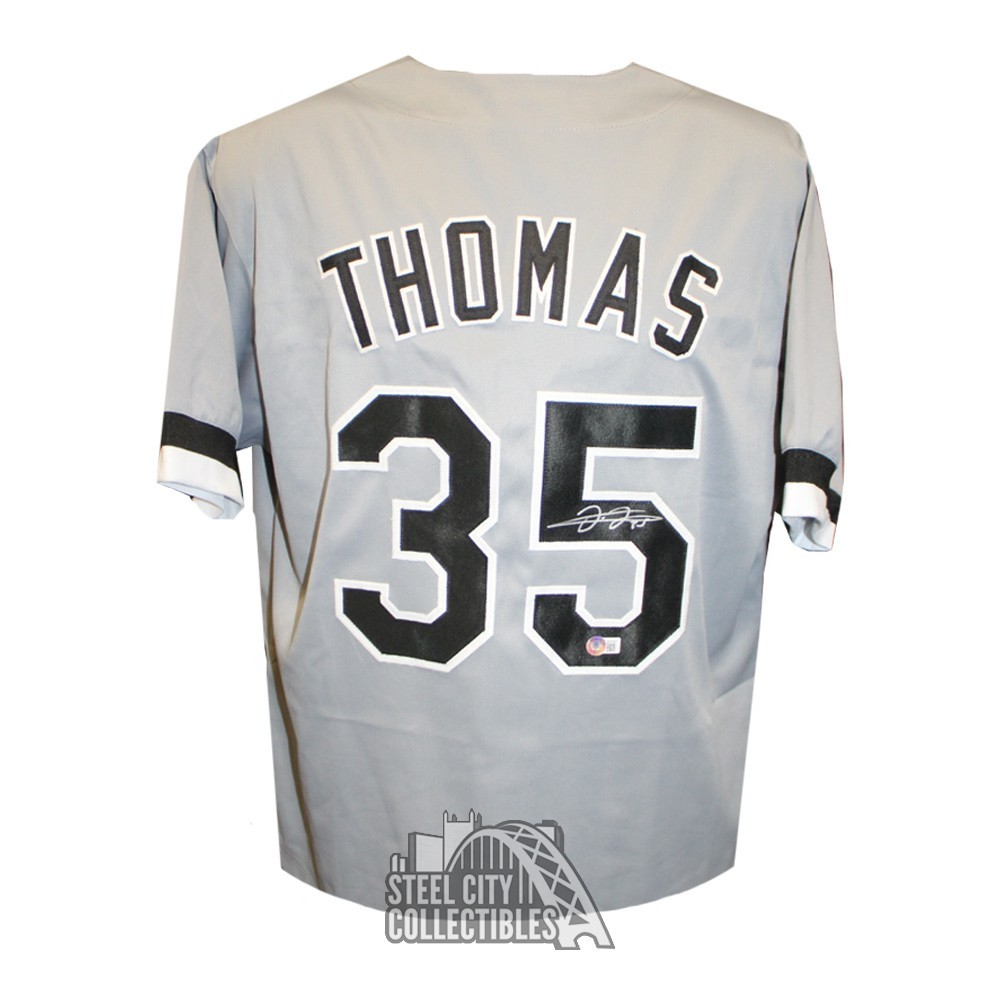 Frank Thomas Autographed Chicago Custom Gray Baseball Jersey BAS