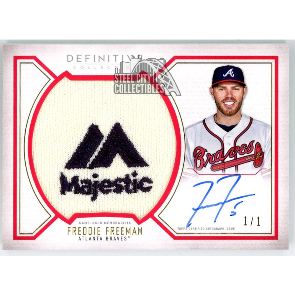 Freddie Freeman 2019 Topps Definitive Majestic Logo Patch Auto Card # ...