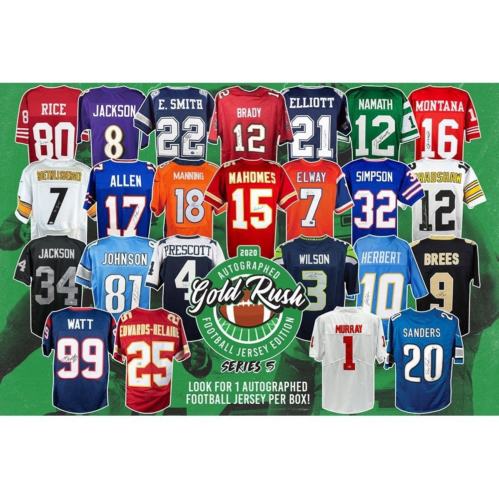 2020 Gold Rush Autographed Football Jersey Edition Series Five 6Box