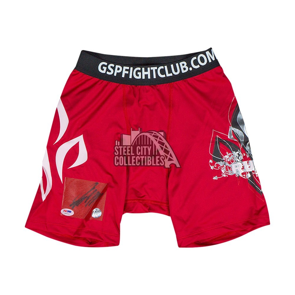 Georges St. Pierre GSP Autographed Red Fight Trunks - PSA/DNA COA ...