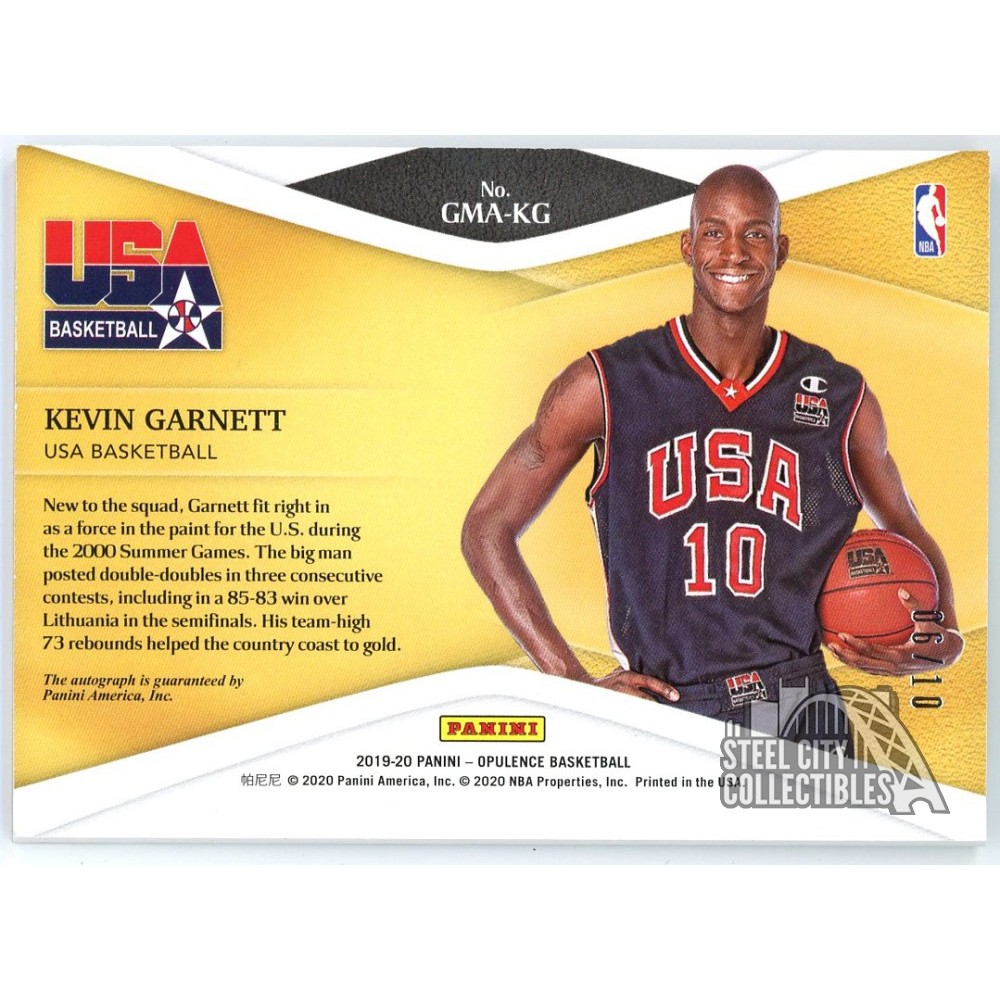 Kevin Garnett 2019-20 Panini Opulence Gold Medal Auto Card #GMA-KG