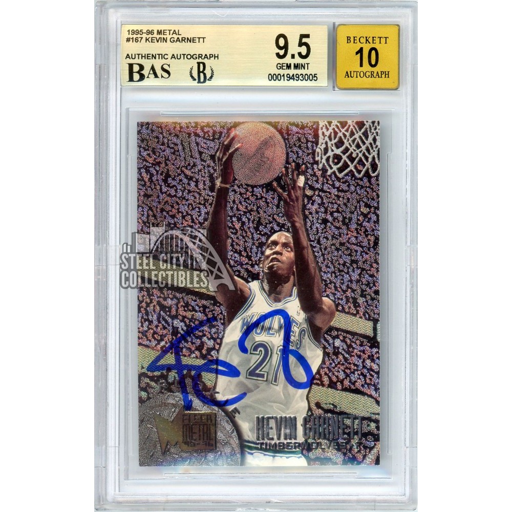 Kevin Garnett 1995-96 Fleer Metal Autograph Rookie Card #167 BGS