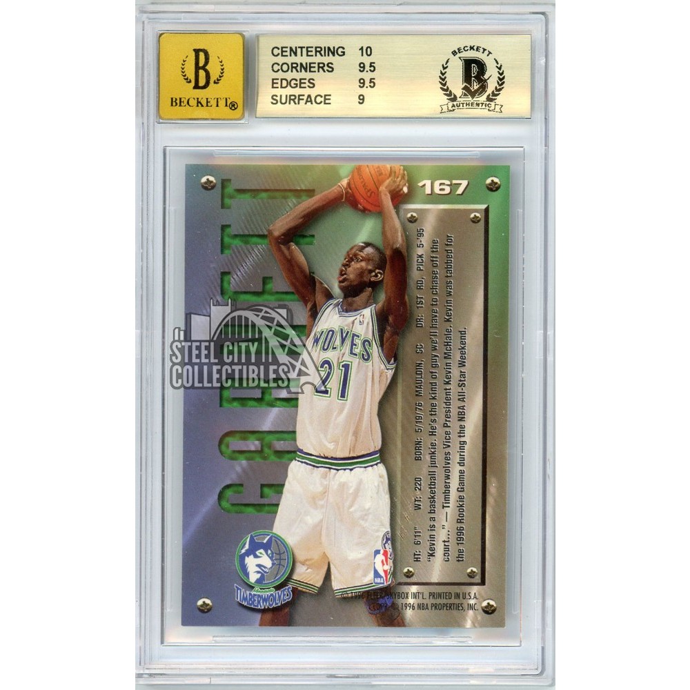 Kevin Garnett 1995-96 Fleer Metal Autograph Rookie Card #167 BGS