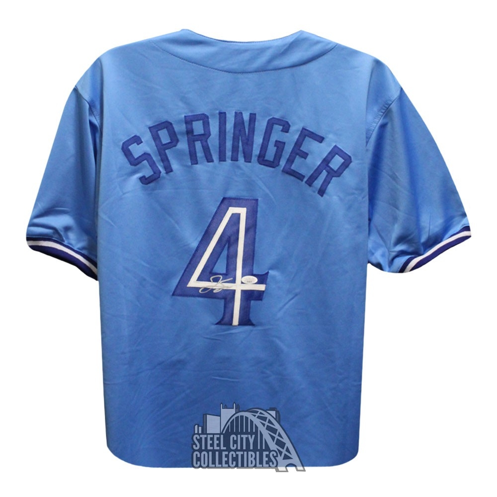 George Springer Autographed Toronto Blue Custom Baseball Jersey - JSA