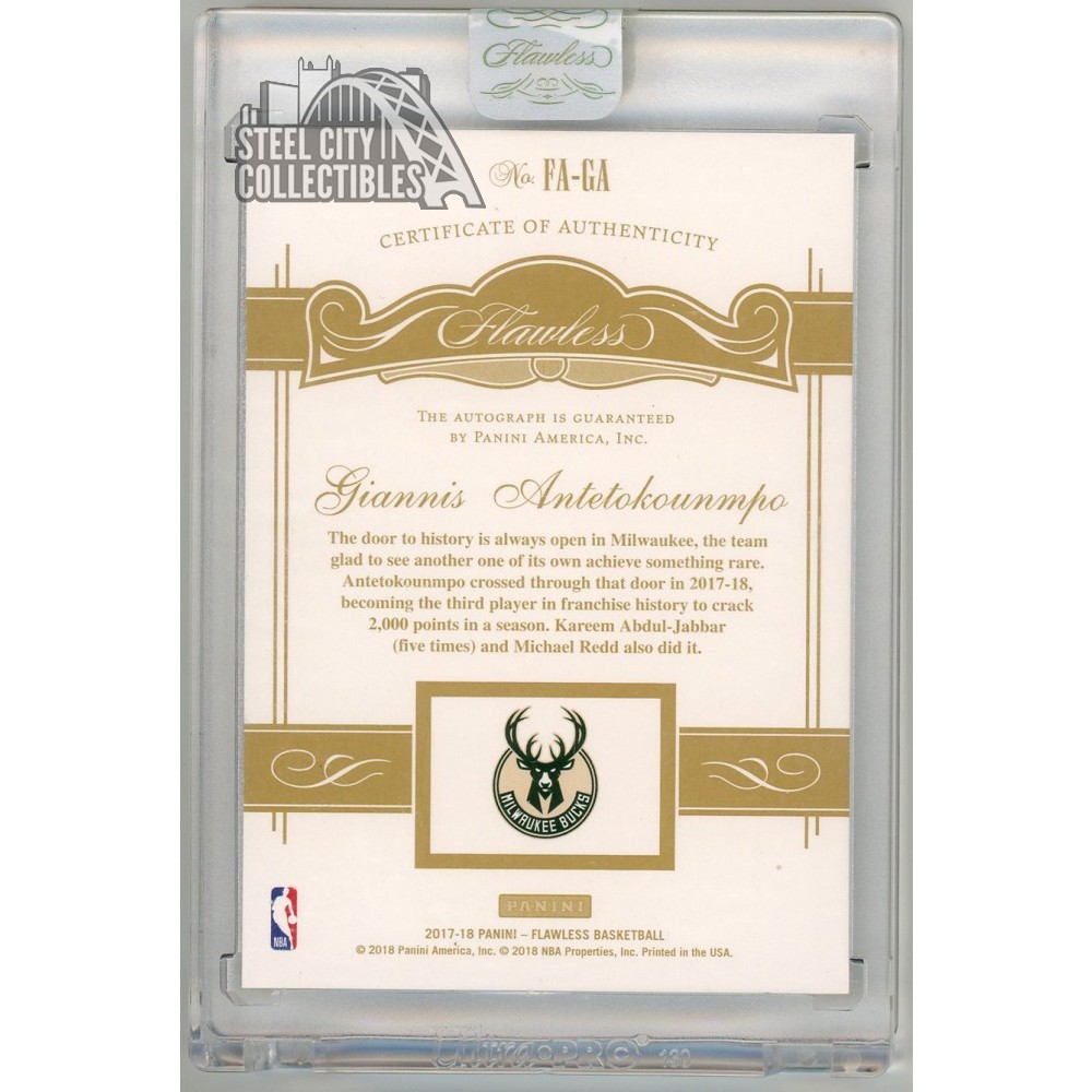 Giannis Antetokounmpo 2017-18 Panini Flawless Autograph Card #FA