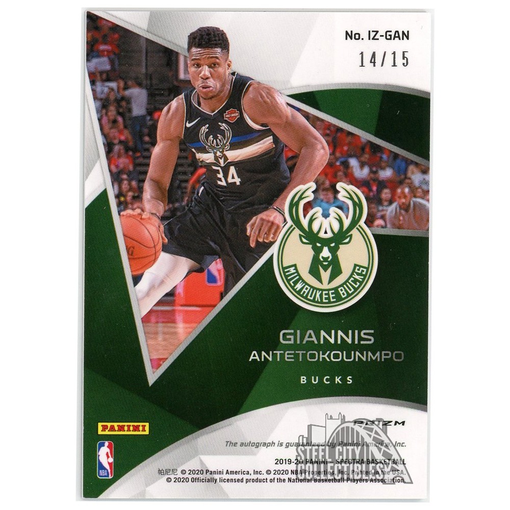 Giannis Antetokounmpo 2019-20 Panini Spectra In The Zone Autograph