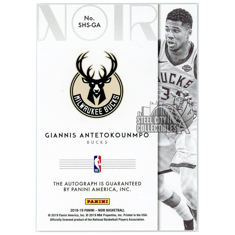 Giannis Antetokounmpo 2018-19 Panini Noir Shadow Signatures