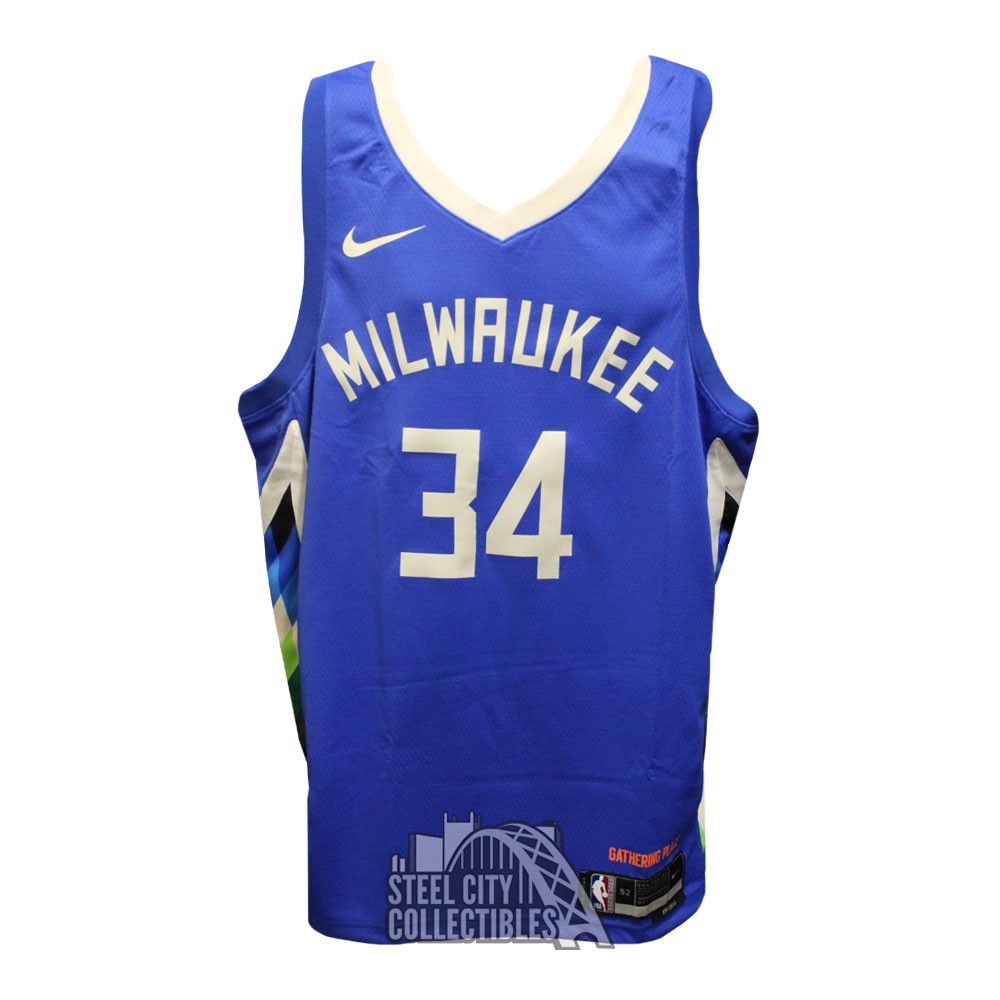 Giannis Antetokounmpo Signed 2021 Milwaukee Bucks Jersey & NBA