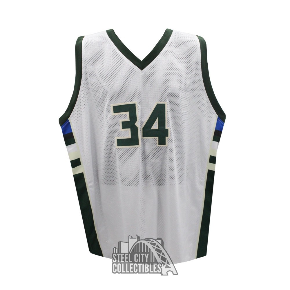 Giannis Antetokounmpo Autographed Milwaukee Custom No City White Basketball  Jersey - JSA