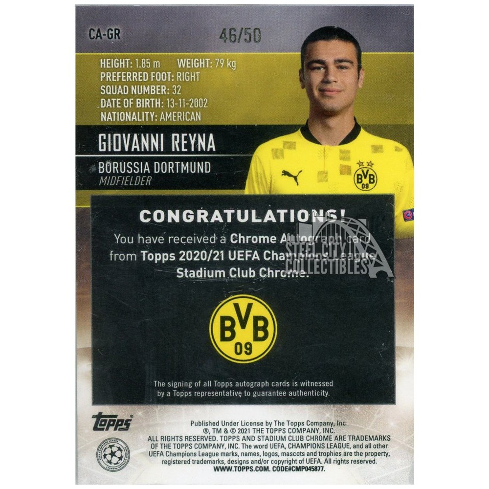 Giovanni Reyna 2020-21 Topps UEFA Champions League Stadium