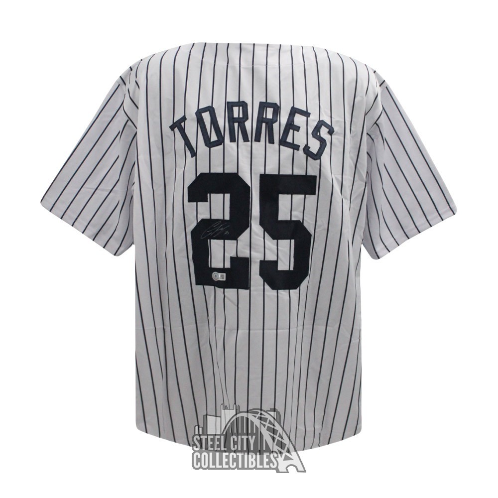 Gleyber Torres Autographed New York Custom White Pinstripe Baseball Jersey  - BAS (2 Signed)