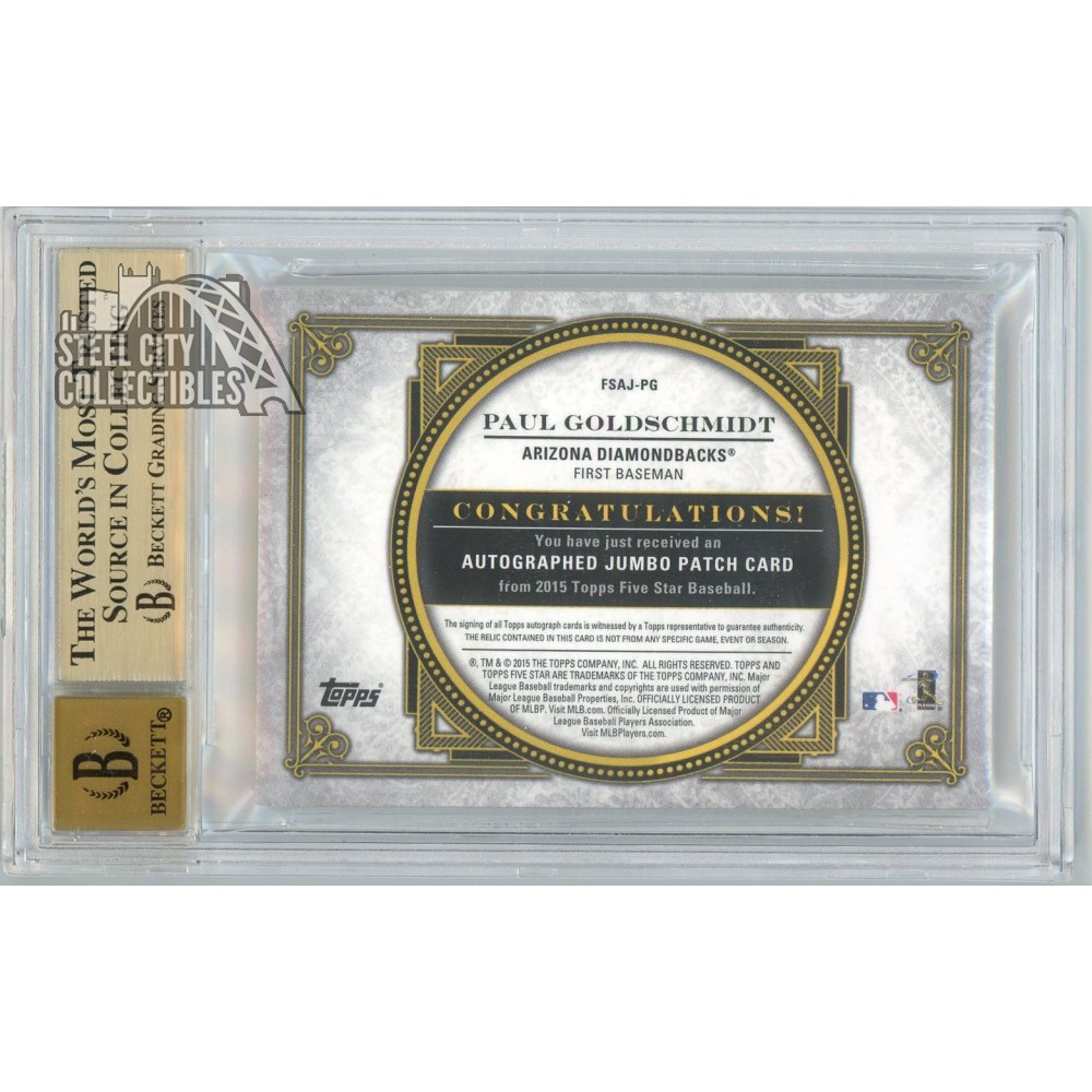 Paul Goldschmidt 2015 Topps Five Star Jumbo Patch Autograph Card