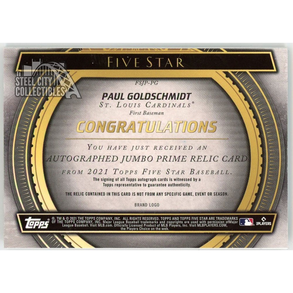 Paul Goldschmidt 2021 Topps Five Star Nike Logo Patch Autograph