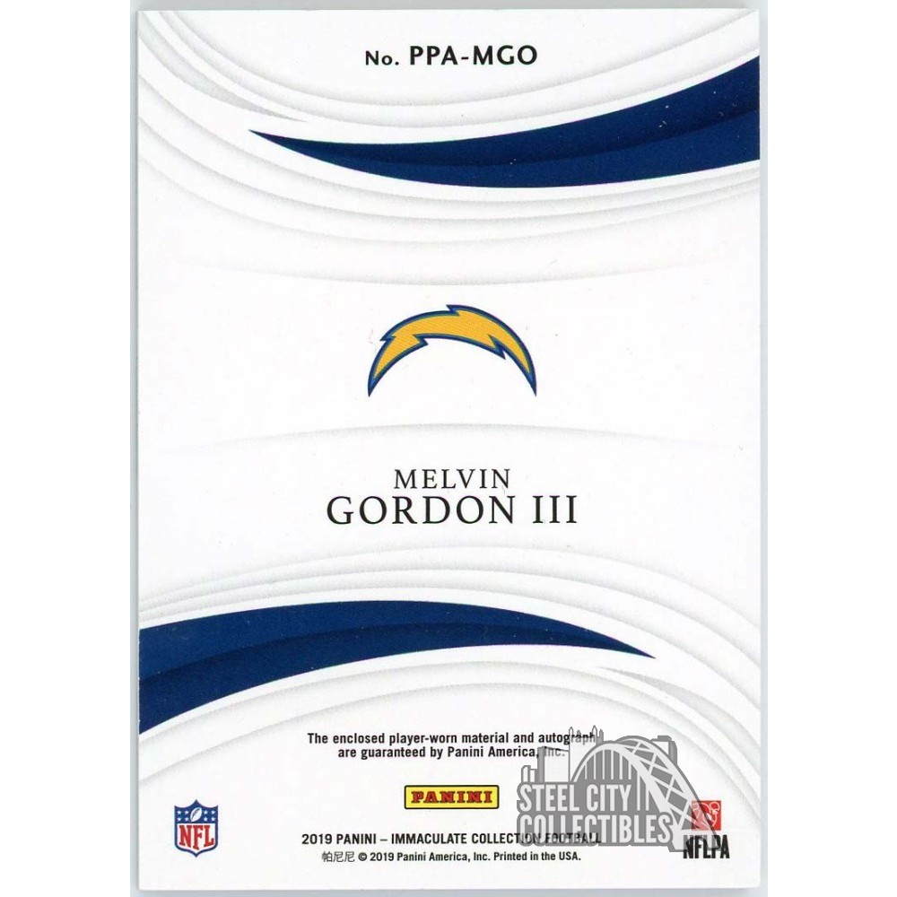 Melvin Gordon 2019 Panini Immaculate Laundry Tag Patch Autograph