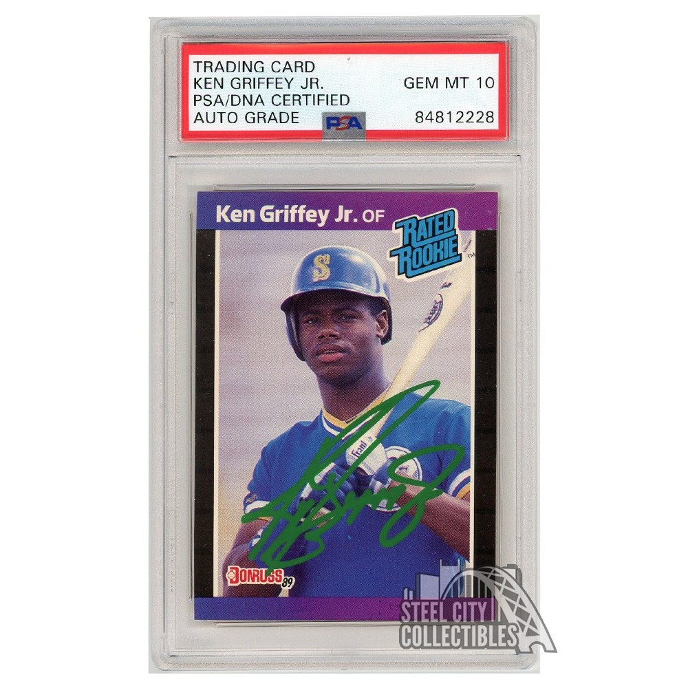 Ken Griffey Jr 1989 Donruss Autograph Rookie Card 33 PSA/DNA 10 (Green