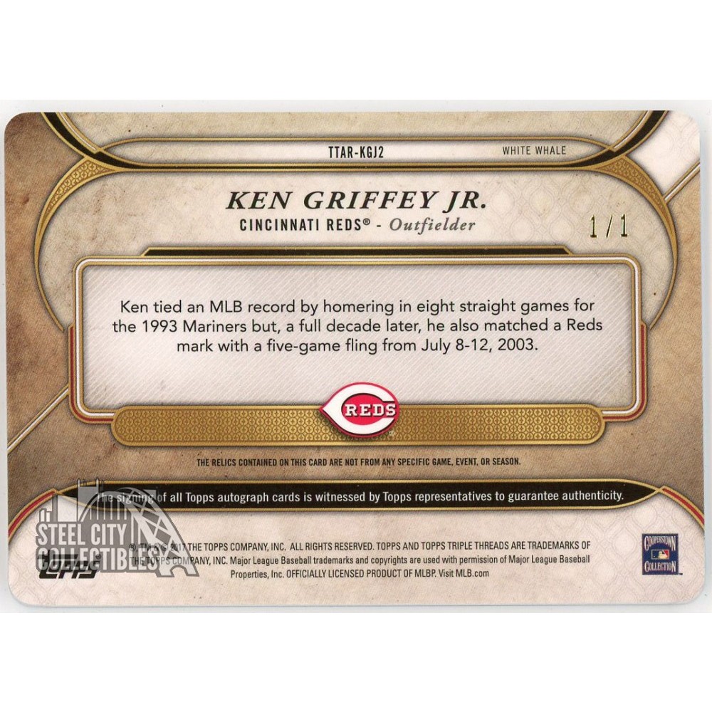 Ken Griffey Jr 2017 Topps Triple Threads Relic Autograph White