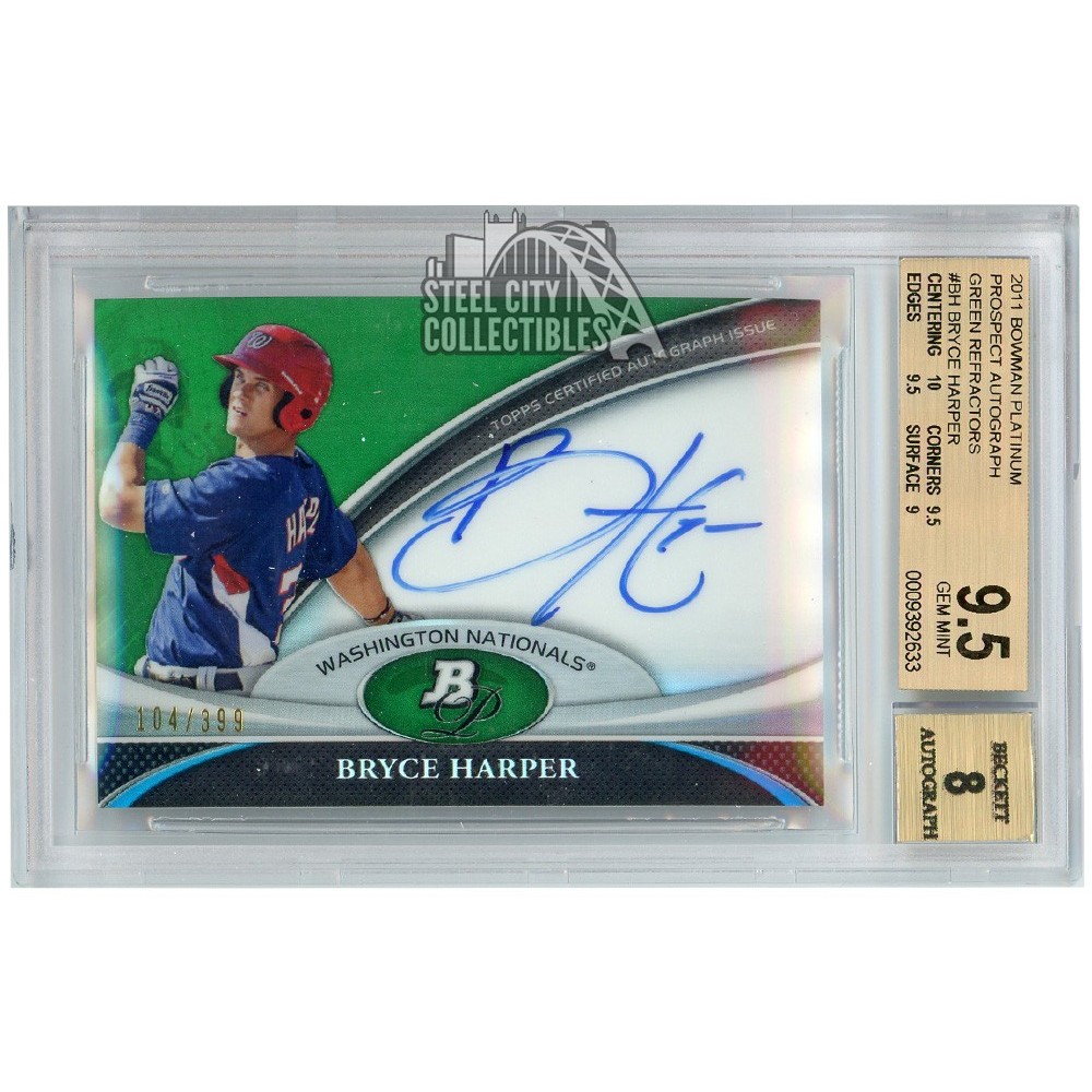 Bryce Harper 2011 Bowman Platinum Green Refractor Autograph