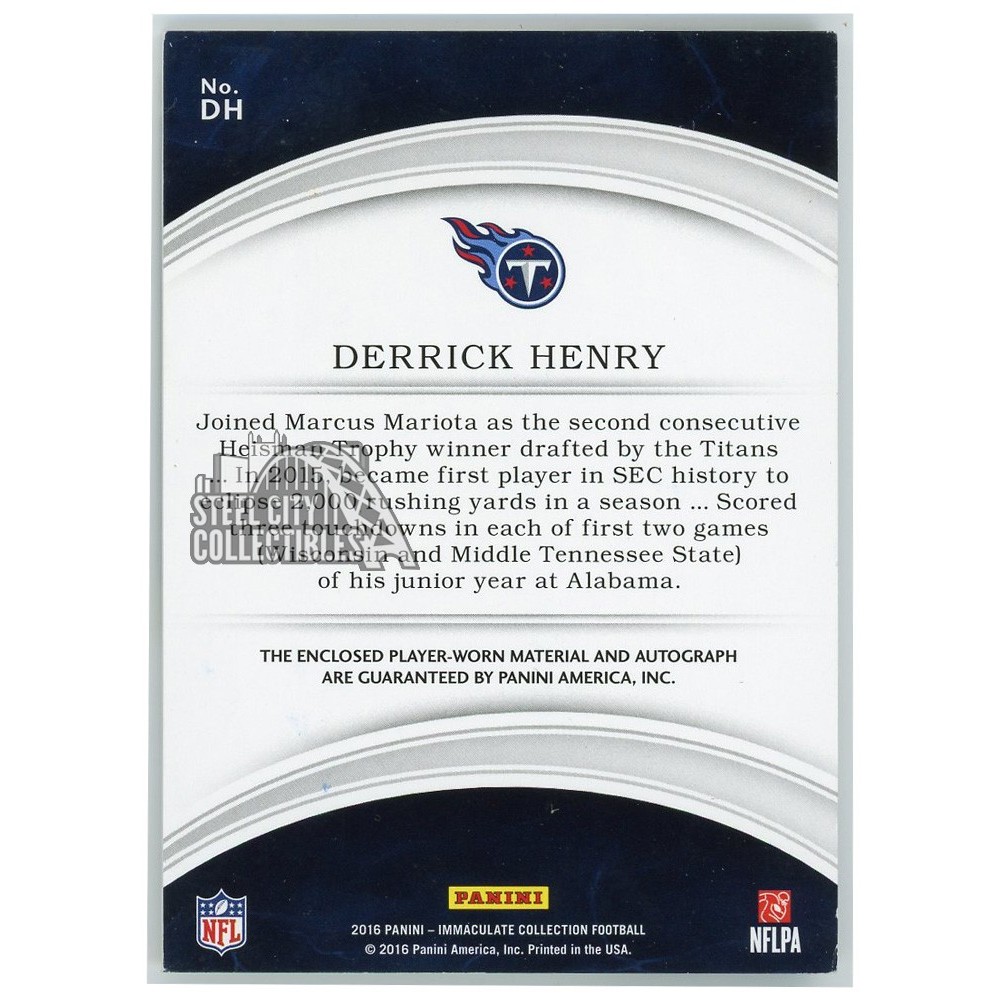 Derrick Henry 2016 Panini Immaculate Signature Rookie Patch