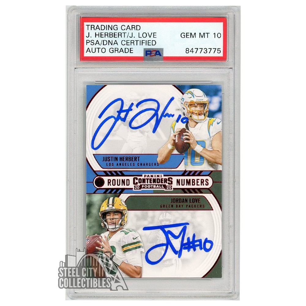 Justin Herbert Jordan Love 2020 Panini Contenders Round Numbers