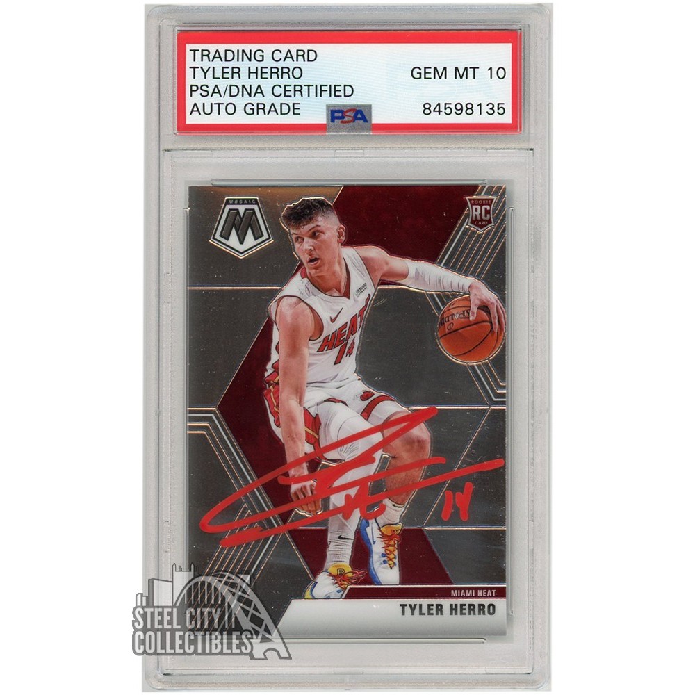 Tyler Herro 2019-20 Panini Mosaic Autograph Rookie Card #223 PSA/DNA 10  (Red Ink)