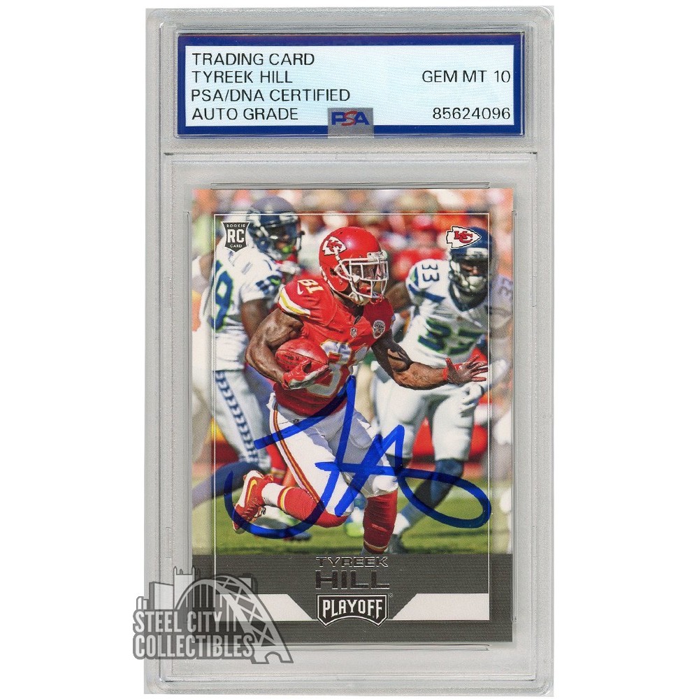 tyreek hill graded card 2016 Panini Playoff Autograph Rookie #283 PSA/DNA 10 ensuring its authenticity and collectability NFL Tyreek Hill Signed Trading