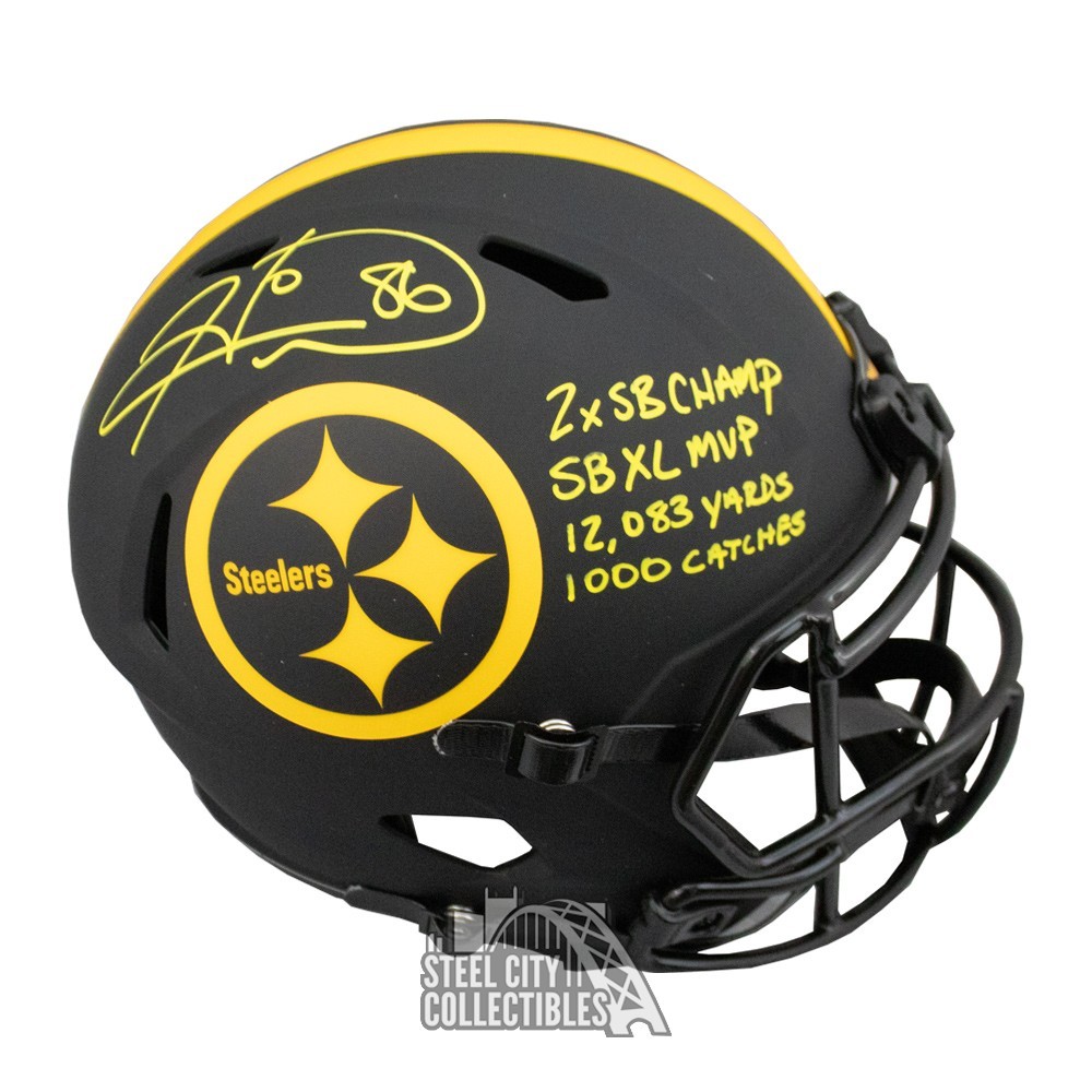 Hines Ward Autographed Pittsburgh 4 Inscriptions Eclipse Full Size Speed  Replica Football Helmet - BAS