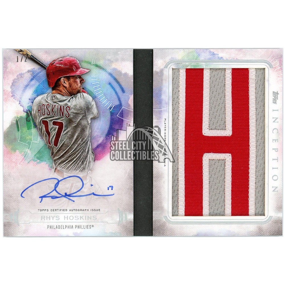 Topps Inception Booklets Rhys Hoskins 2019 Topps Inception Letter Patch Autograph Booklet #IALP ...