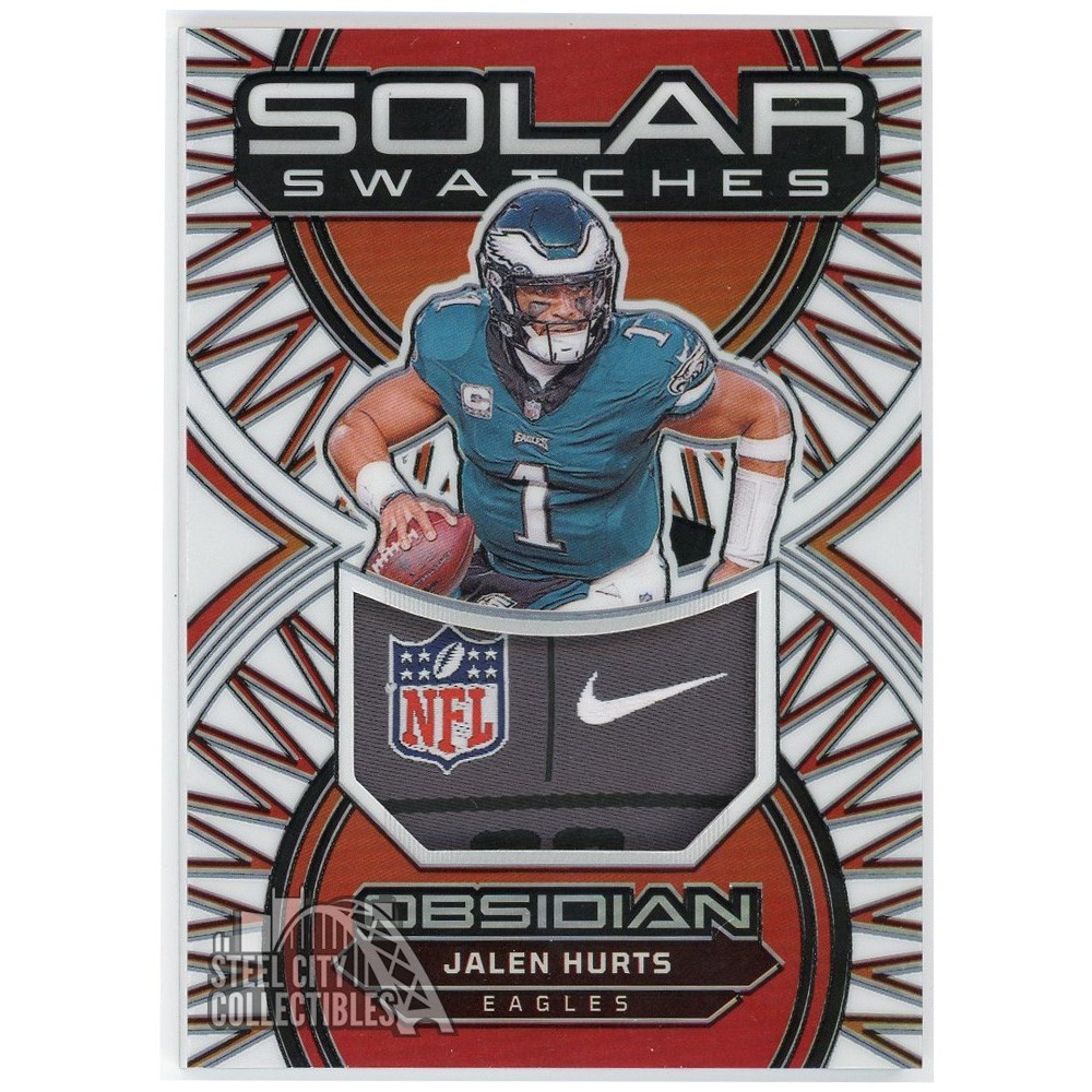 Jalen Hurts 2024 Panini Obsidian Solar Swatches Logo Patch Contra