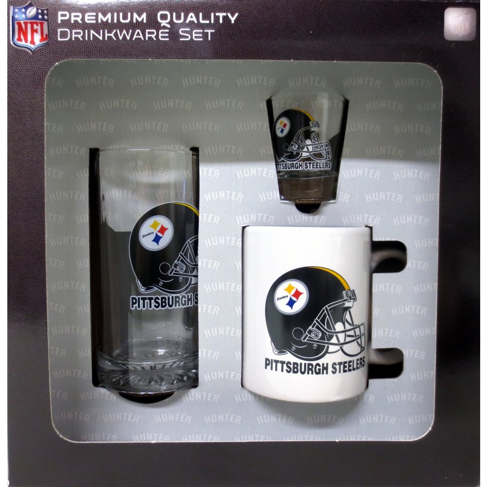 Pittsburgh Steelers NFL Premium Quality 3 Piece Drinkware Set | Steel ...