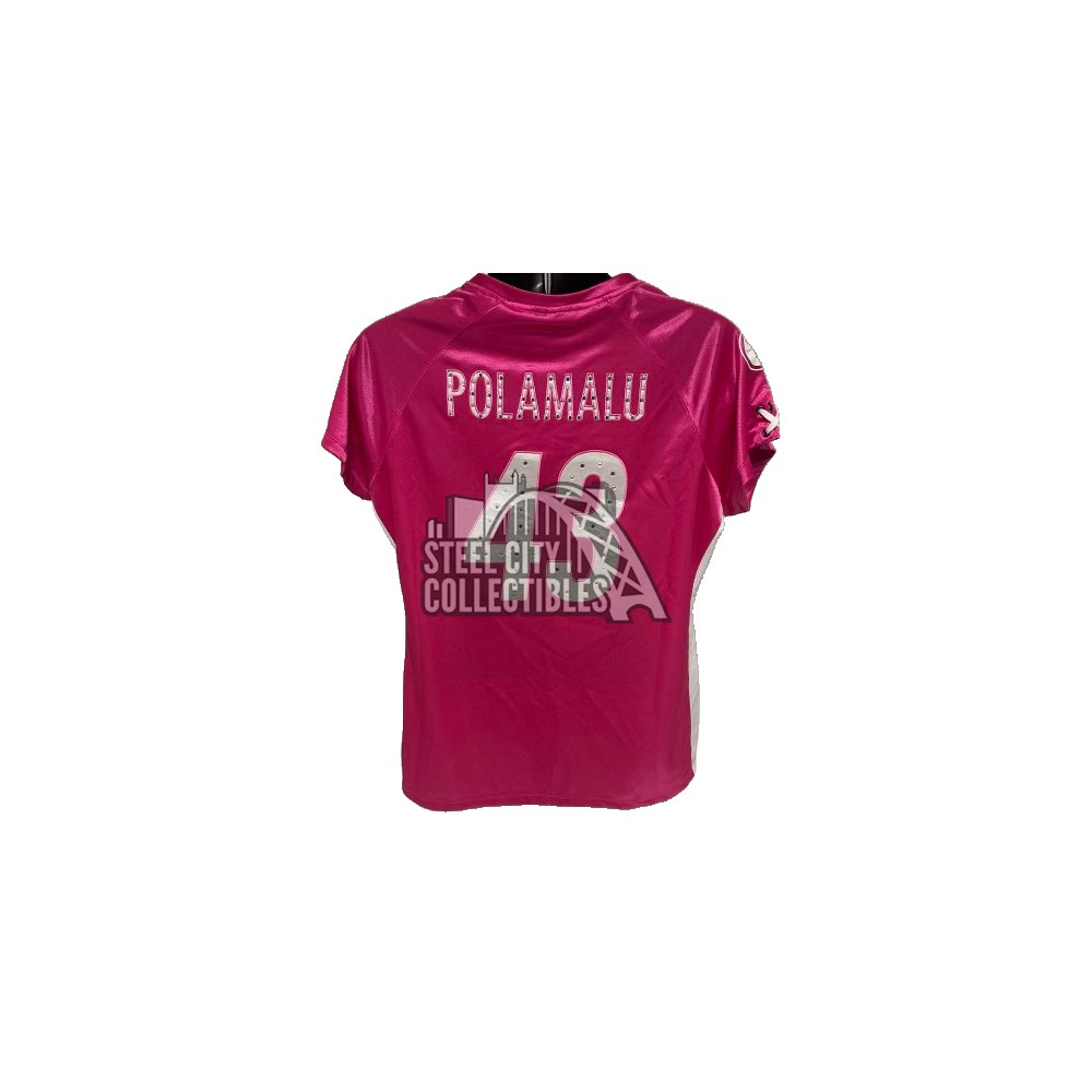 Troy Polamalu Pink Bedazzled Pittsburgh Steelers Jersey (XL