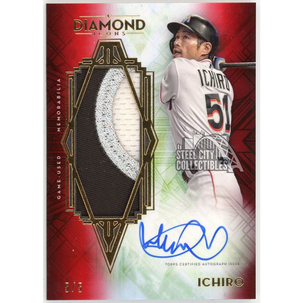 Ichiro 2021 Topps Diamond Icons Red Jumbo Patch Autograph Card