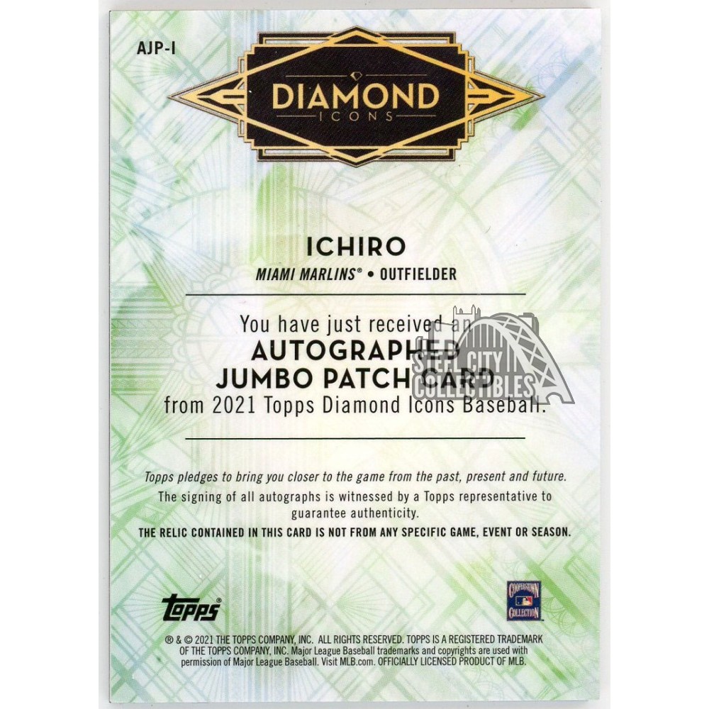 Ichiro 2021 Topps Diamond Icons Red Jumbo Patch Autograph Card