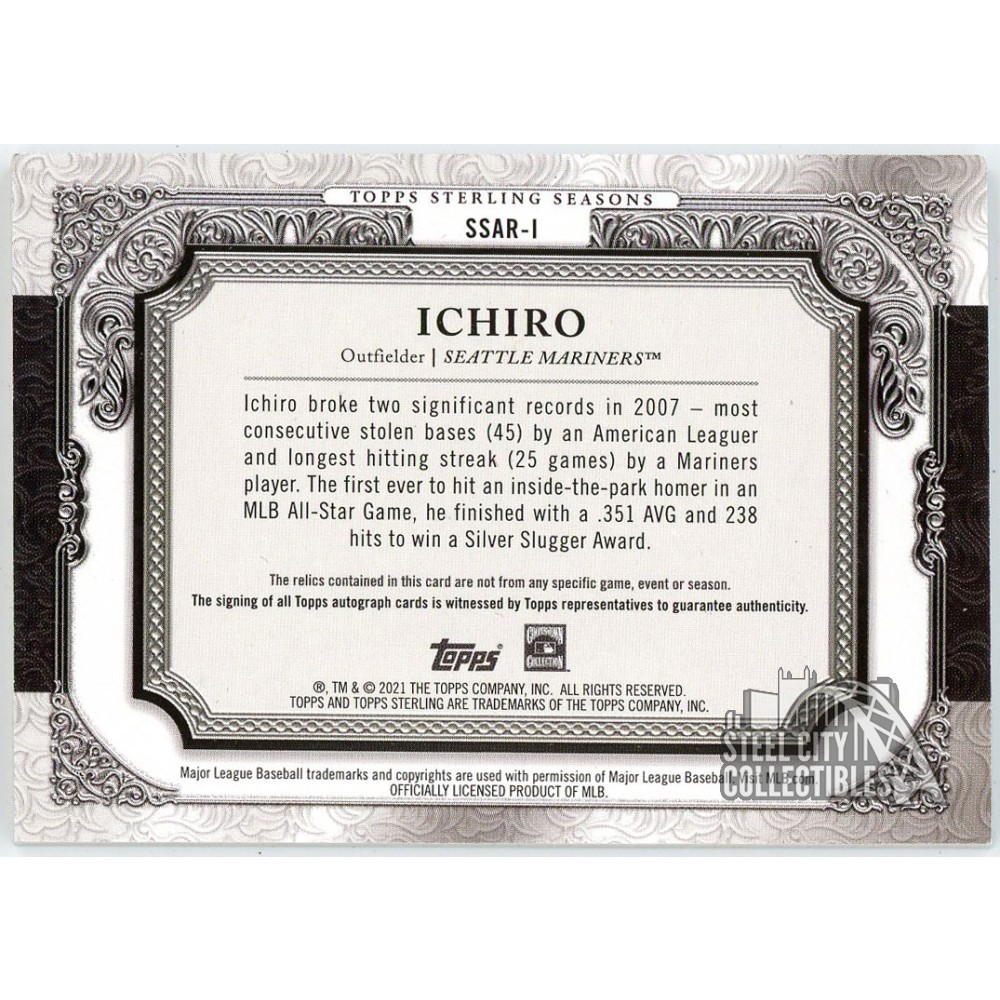 Ichiro 2021 Topps Sterling Season Triple Jersey Autograph Card