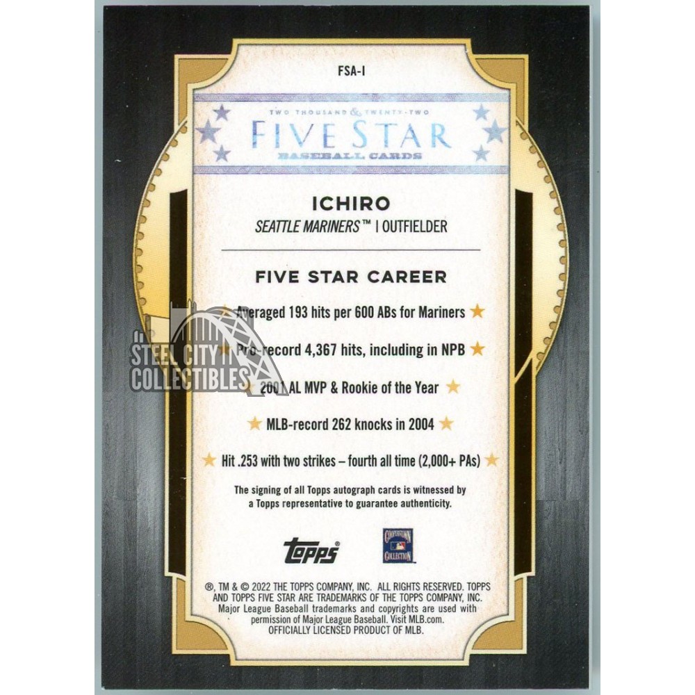 Ichiro 2022 Topps Five Star Green Autograph Card #FSA-I 8/15