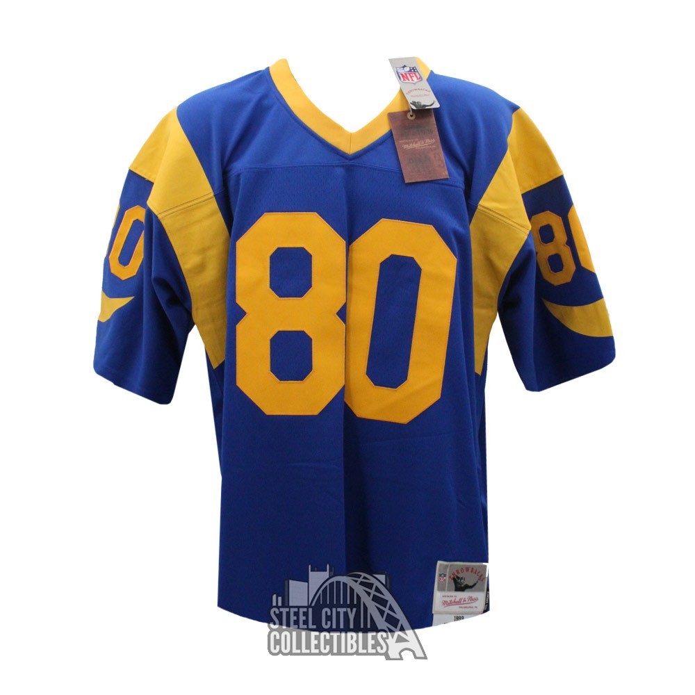 Issac Bruce Autographed St Louis Rams Blue Mitchell & Ness Football Jersey - BAS