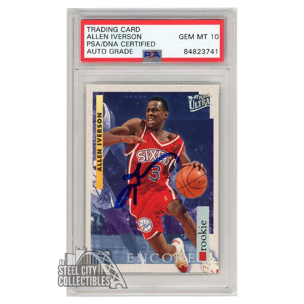 Allen Iverson 1996-97 Fleer Ultra Autograph Rookie Card #270 PSA
