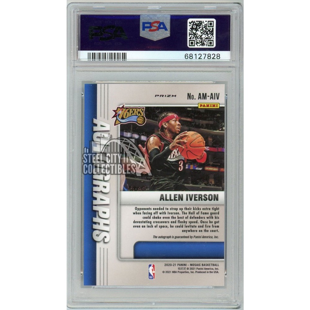Allen Iverson 2020-21 Panini Mosaic Autograph Card #AM-AIV PSA 10