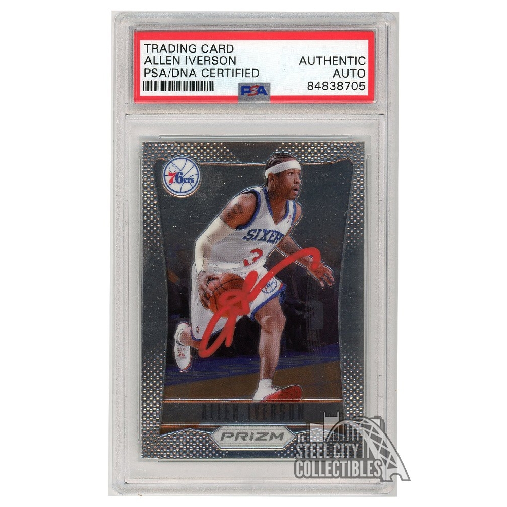 Allen Iverson 2012-13 Panini Prizm Autograph Card #187 PSA