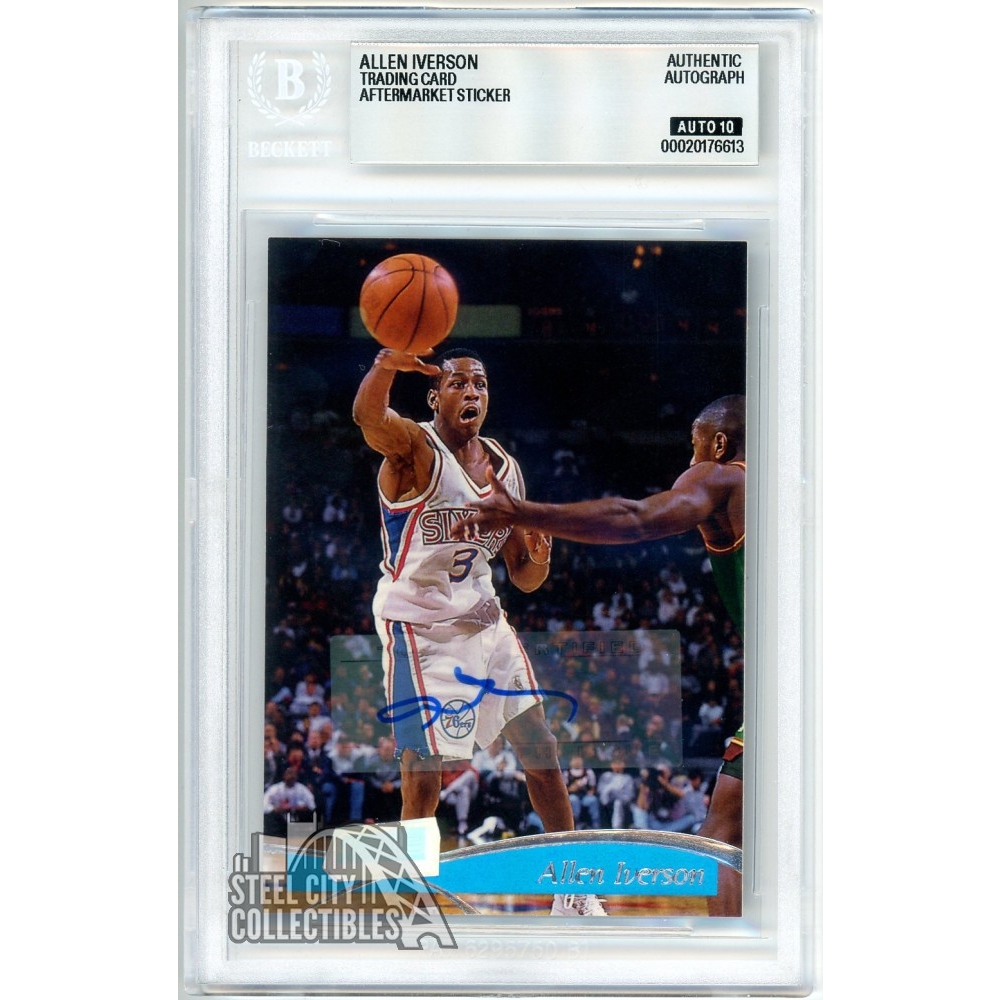Allen Iverson Topps Card Chrome 1996-97 RC Row BAS Auto 76ers 