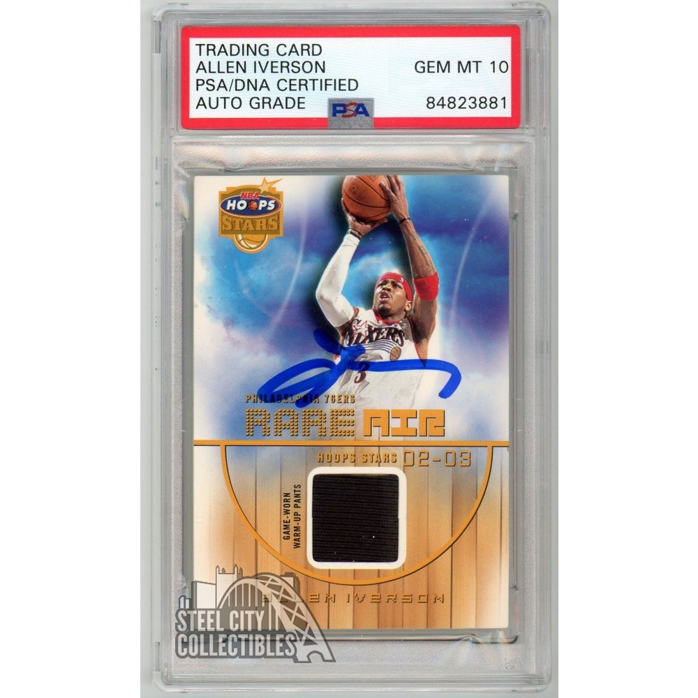 Allen Iverson 2002-03 Fleer Hoops Stars Rare Air Relic Autograph Card #3 PSA/DNA 10 | Steel City Collectibles Allen Iverson 2002-03 Fleer Hoops Stars Rare Air Relic Autograph Card #3 PSA/DNA 10 | Steel City Collectibles