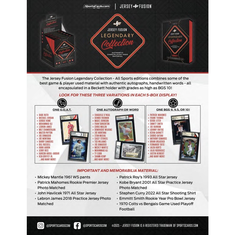 2025 Jersey Fusion Legendary Collection All Sports Edition Box