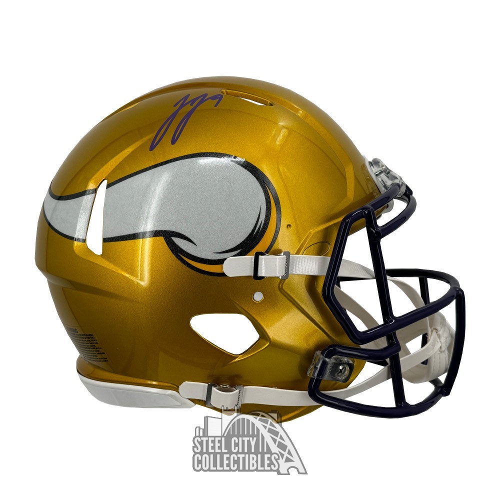 authentic autographed football helmets JJ McCarthy Autographed Minnesota Flash Authentic Full Size Football Helmet