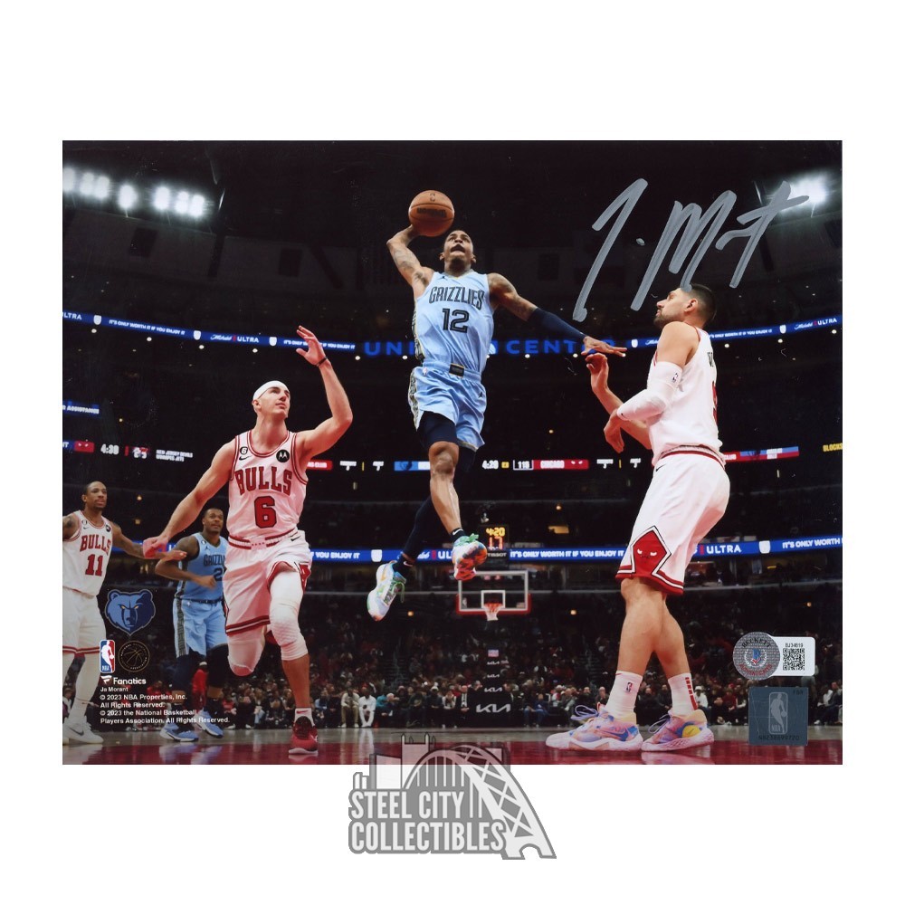 Ja Morant Autographed Memphis 8x10 Basketball Photo - BAS (Blue Jersey  Dunk)