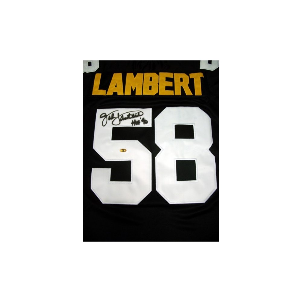 Lambert 58 Hologram Black & White Jack Lambert Autographed Steelers 8x10 Photo 