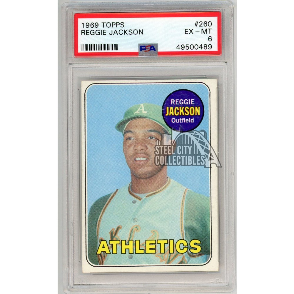 Jim Jackson Rookie Card Reggie Jackson 1969 Topps Baseball Rookie Card #260 PSA 6 (489) | Steel ...