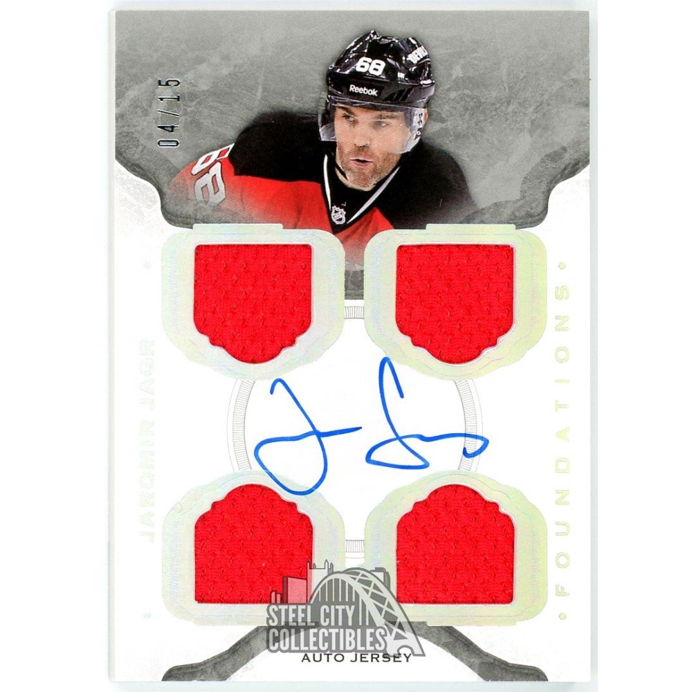 Jaromir Jagr 2014-15 Upper Deck The Cup Foundations Quad Patch Auto ...