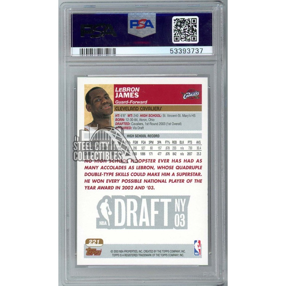 LeBron James 2003-04 Topps Basketball Rookie Card RC #221 PSA 10